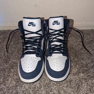 Used Jordan 1 Sz 10.5 Men Blue White Silver